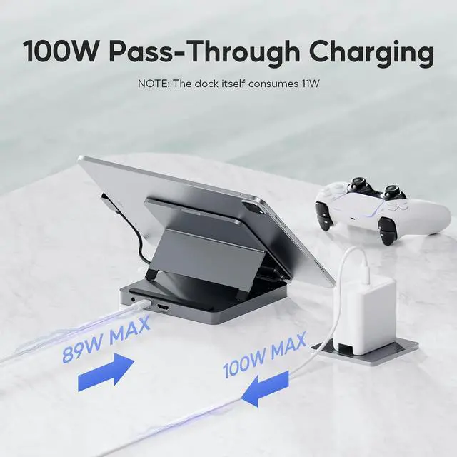 Alt view image 7 of 7 - USB C Hub for iPad Pro, Docking Station for iPad M4, 4K@60Hz HDMI, 100W PD Aluminum Hub with SSD Enclosure, Stand Dock for i-Pad Mini 6th Gen, No Support Lightning Port