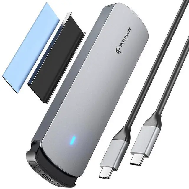 Main image of M.2 NVMe SATA SSD Enclosure, USB 3.2 Gen 2 10Gbps Adapter Tool-Free, External Solid State Drive Enclosure Aluminum, Supports M and B+M Keys and Size 2230/2242/2260/2280 SSD-YTPWDM2-GY
