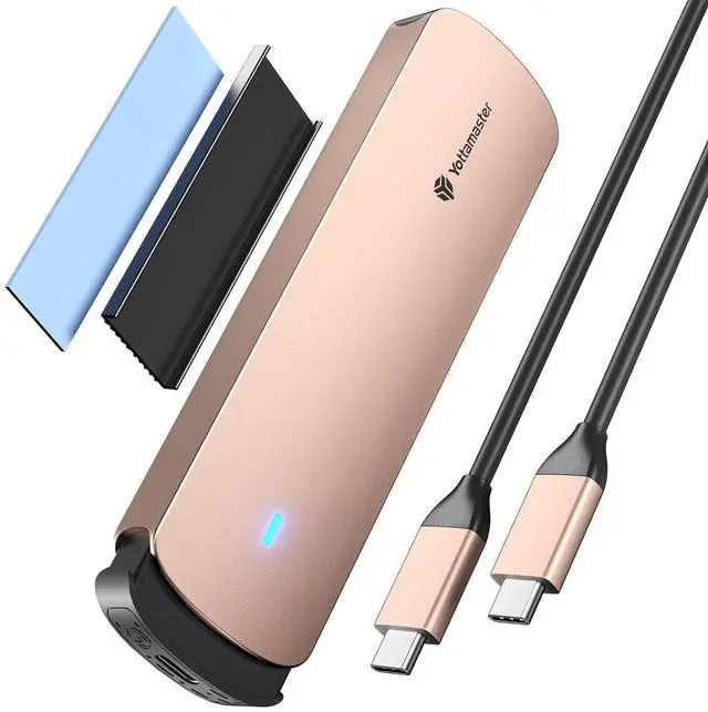 Main image of M.2 NVMe SATA SSD Enclosure, USB 3.2 Gen 2 10Gbps Adapter Tool-Free, External Solid State Drive Enclosure Aluminum, Supports M and B+M Keys and Size 2230/2242/2260/2280 SSD-YTPWDM2-RG