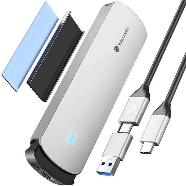 Main image of M.2 NVMe SATA SSD Enclosure, USB 3.2 Gen 2 10Gbps Adapter Tool-Free, External Solid State Drive Enclosure Aluminum, Supports M and B+M Keys and Size 2230/2242/2260/2280 SSD-YTPWEM2-SV