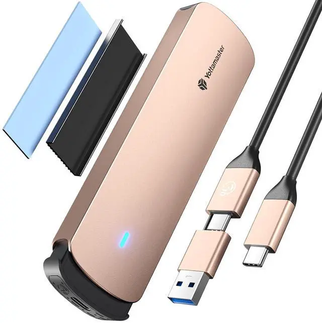 Main image of M.2 NVMe SATA SSD Enclosure, USB 3.2 Gen 2 10Gbps Adapter Tool-Free, External Solid State Drive Enclosure Aluminum, Supports M and B+M Keys and Size 2230/2242/2260/2280 SSD-YTPWEM2-RG