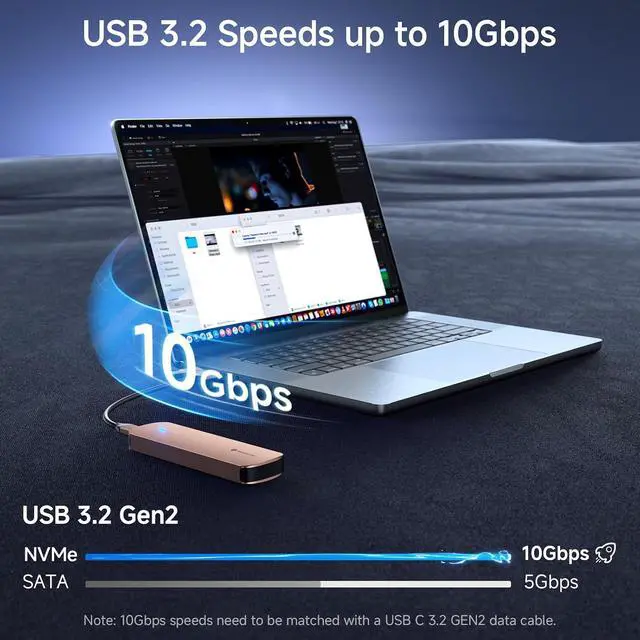 Alt view image 2 of 7 - M.2 NVMe SATA SSD Enclosure, USB 3.2 Gen 2 10Gbps Adapter Tool-Free, External Solid State Drive Enclosure Aluminum, Supports M and B+M Keys and Size 2230/2242/2260/2280 SSD-YTPWEM2-RG