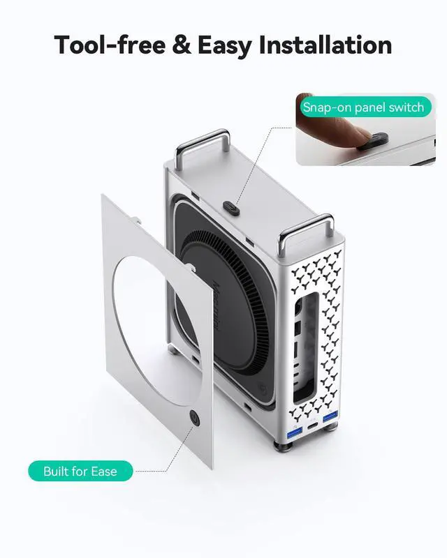 Alt view image 6 of 7 - Mac mini M4 Dock & Vertical Stand, 5 in 1 Mac mini M4 Hub with NVMe SSD Enclosure, 2xUSB-A 10Gbps, SD/TF Card Reader, up to 8TB Storage Expansion for Mac mini M4/M4 Pro