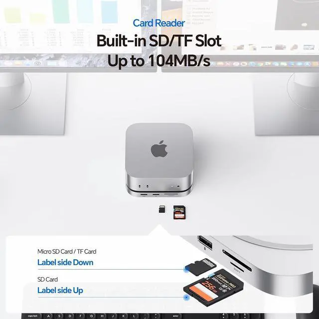 Alt view image 5 of 7 - Mac mini M4 Dock, No WiFi Interference Mac mini M4 Hub Stand with M.2 SSD Enclosure (SSD NOT Included), for Mac mini M4 and M4 Pro 2024 with 4K60Hz HDMI, 3 x USB A 2.0, SD/TF, 3.5mm Audio/Mic