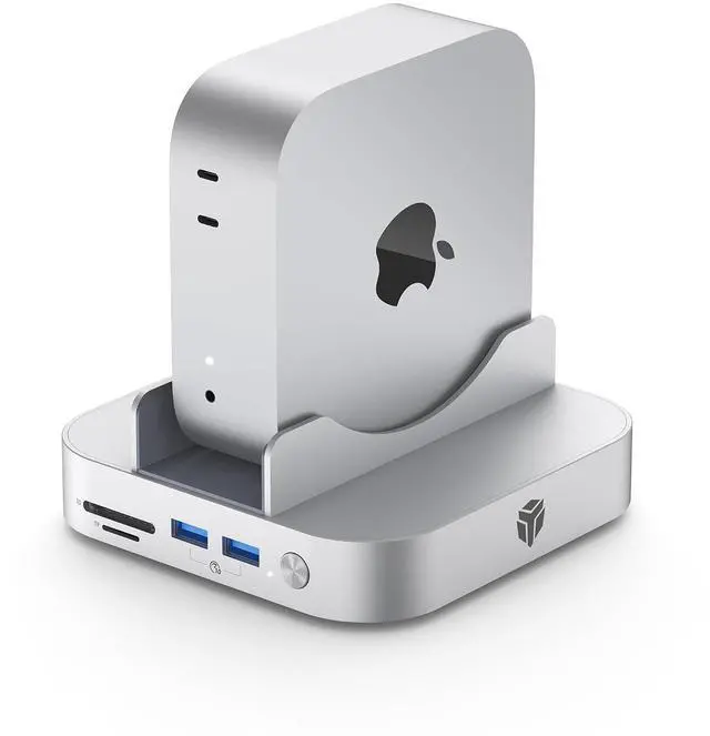 Main image of 9 in 1 Mac mini M4 Dock 10Gbps with 8TB NVMe SATA SSD Enclosure, Aluminum Mac mini M4 Stand and Hub, Built in Cool Fan, USB-A*2/USB-C 10Gbps, USB-A 2.0 * 2, 3.5mm Audio*2, TF/SD