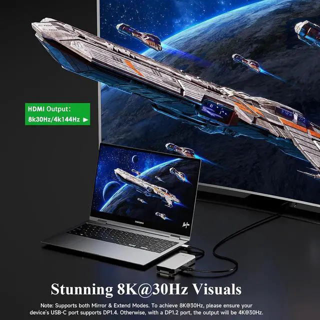 Alt view image 5 of 7 - USB C Docking Station,8-in-1 USB-C Hub with M.2 NVMe SATA SSD Enclosure,10Gbps Data Transfer, 8K@30Hz HDMI,87W PD,SD/TF Card Reader,USB 3.2 Hub for MacBook Pro/Air, Dell, HP Laptops