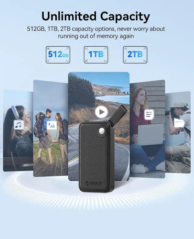 Alt view image 4 of 7 - 512GB Portable SSD, Up to 2000MB/s, USB 3.2 Gen 2x2, Ultra-mini, Compact with 2 in 1 USB C Cable, External Solid State Drives, Reliable Storage for USB C Smartphone, Tablet, PC - B20