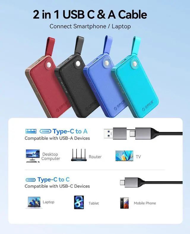 Alt view image 7 of 7 - 512GB Portable SSD, Up to 2000MB/s, USB 3.2 Gen 2x2, Ultra-mini, Compact with 2 in 1 USB C Cable, External Solid State Drives, Reliable Storage for USB C Smartphone, Tablet, PC - B20