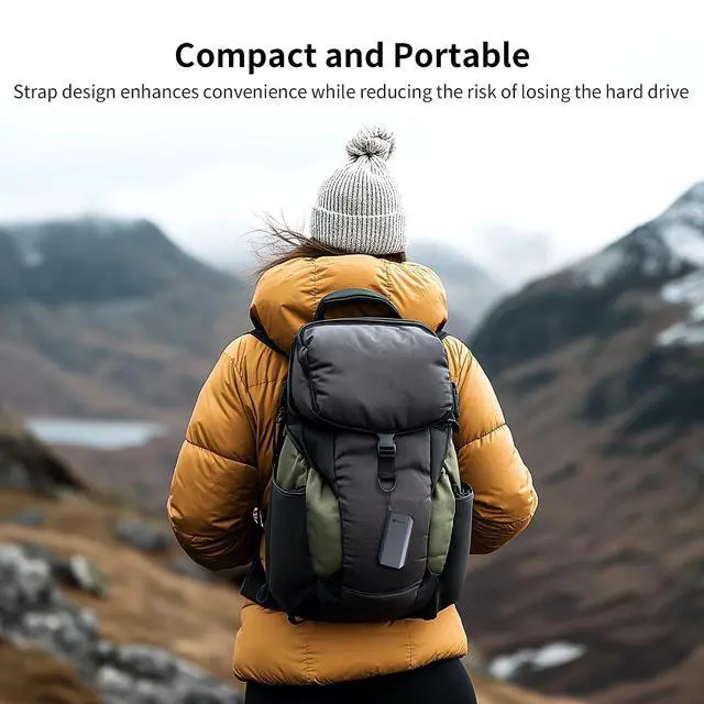 Alt view image 6 of 7 - 1TB External SSD, Up to 460MB/s 2 in 1 USB C Cable & Lanyard Portable Solid State Drives, Supports 4K ProRes HDR Compatible with iPhone 17 Pro Max, Smartphone, Tablet, Laptop