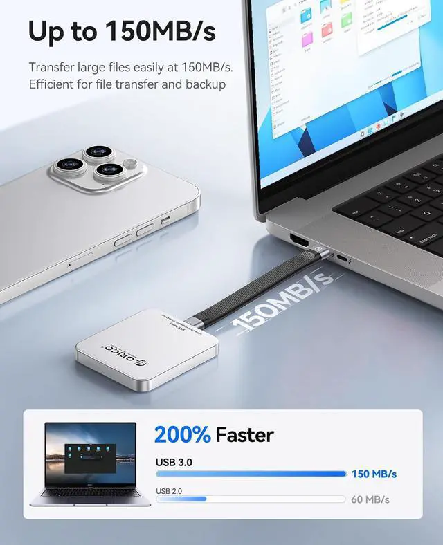 Alt view image 6 of 7 - 128GB Magnetic External SSD, Aluminum Alloy, Up to 150MB/s - K15Mini | External Solid State Drive, Plug & Play Mobile Storage for iPhone, Android, Laptop, Ideal for Student, Home & Office Use