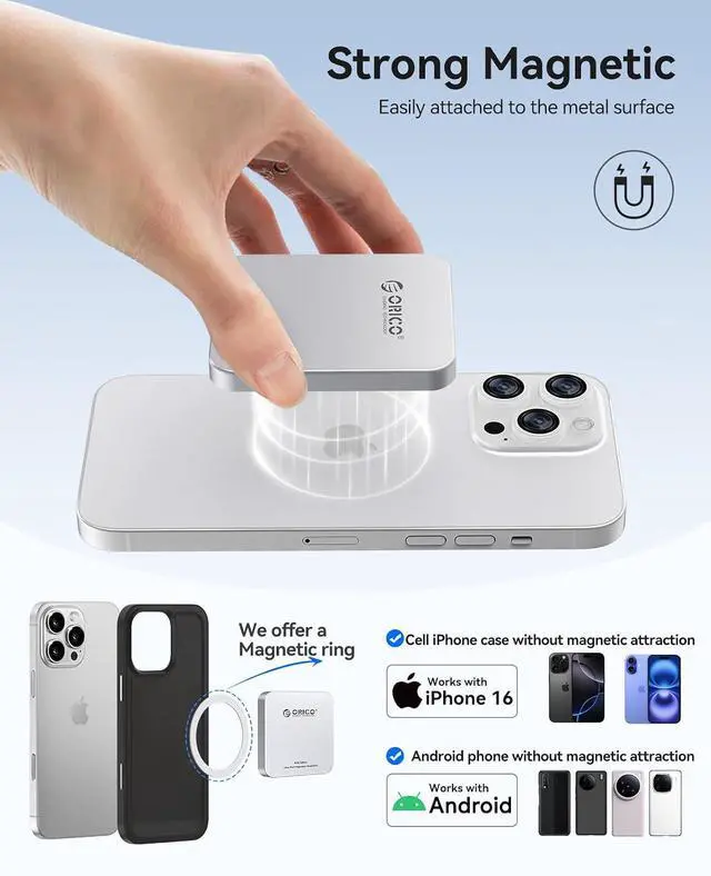 Alt view image 2 of 7 - 128GB Magnetic External SSD, Aluminum Alloy, Up to 150MB/s - K15Mini | External Solid State Drive, Plug & Play Mobile Storage for iPhone, Android, Laptop, Ideal for Student, Home & Office Use