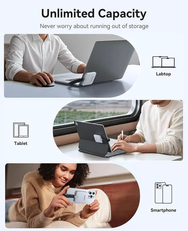 Alt view image 3 of 7 - 128GB Magnetic External SSD, Aluminum Alloy, Up to 150MB/s - K15Mini | External Solid State Drive, Plug & Play Mobile Storage for iPhone, Android, Laptop, Ideal for Student, Home & Office Use