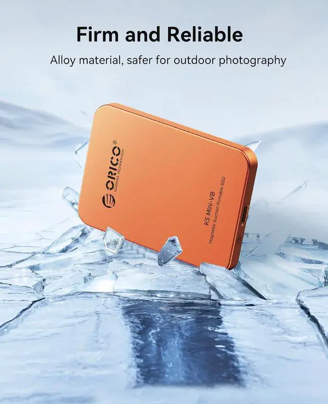 Alt view image 6 of 6 - 480GB Magnetic External SSD, Aluminum Alloy, Up to 460MB/s, External Solid State Drive, Expand Storage for iPhone 17 Pro Max, Compatible w/MagSafe, USB-C Smartphones - K5MINI Orange