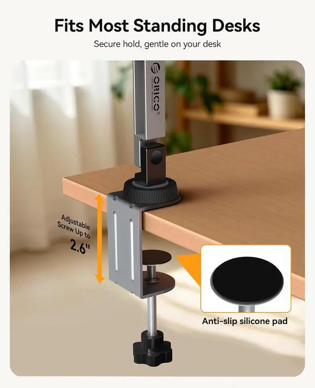 Alt view image 3 of 7 - Tablet Mount, 360° Adjustable Tablet Stand Holder for iPad, Foldable Aluminum Arms, Ergonomic Viewing for Standing Desk & Nightstand, Fits 4.7"-12.9" Tablets & Phones - RA1, Gray
