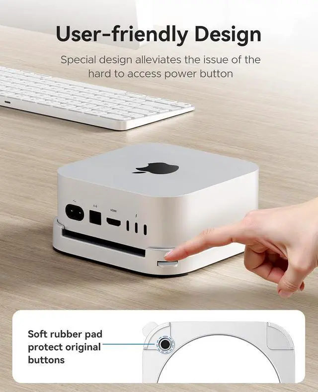 Alt view image 2 of 7 - Stackable Mac mini Stand - Modular Interlocking Design, 360° Ventilation & Premium ABS Silver Finish, Space-Saving Stand for M4 or M4 Pro Mac mini-ST02