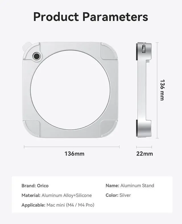 Alt view image 6 of 7 - Stackable Mac mini Stand - Modular Interlocking Design, 360° Ventilation & Premium ABS Silver Finish, Space-Saving Stand for M4 or M4 Pro Mac mini-ST02