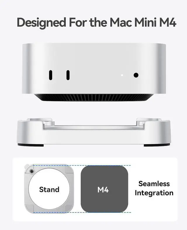 Alt view image 5 of 7 - Stackable Mac mini Stand - Modular Interlocking Design, 360° Ventilation & Premium ABS Silver Finish, Space-Saving Stand for M4 or M4 Pro Mac mini-ST02