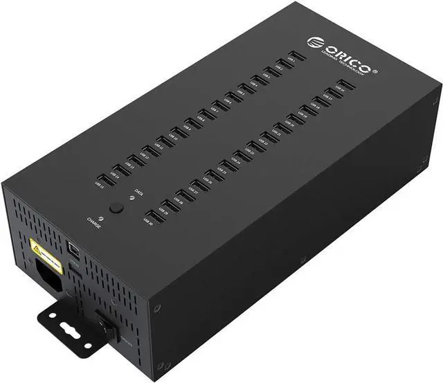 Main image of 30-Port Industrial-Grade USB 2.0 Hub with 300W Power Supply, Smart Charging Station, Wall/Rack Mountable, Full Metal Case for Offices, Workshops & Labs