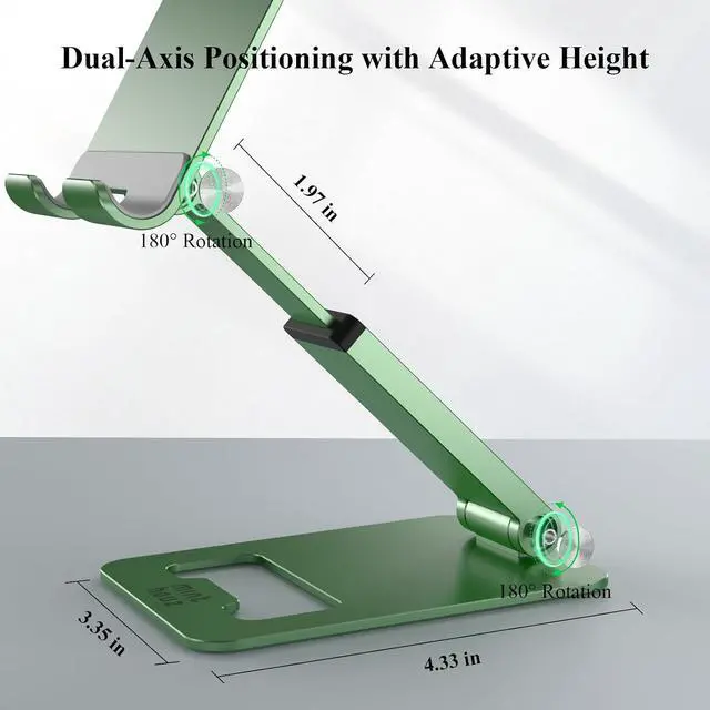 Alt view image 3 of 7 - Phone Stand, Extendable & Foldable Mobile Phone Stand, Angle/Height Adjustable Phone Holder Compatible with iPhone 17 16 15 14 Pro Max and More 4.7"-7.9" Phones-Gold (Green)