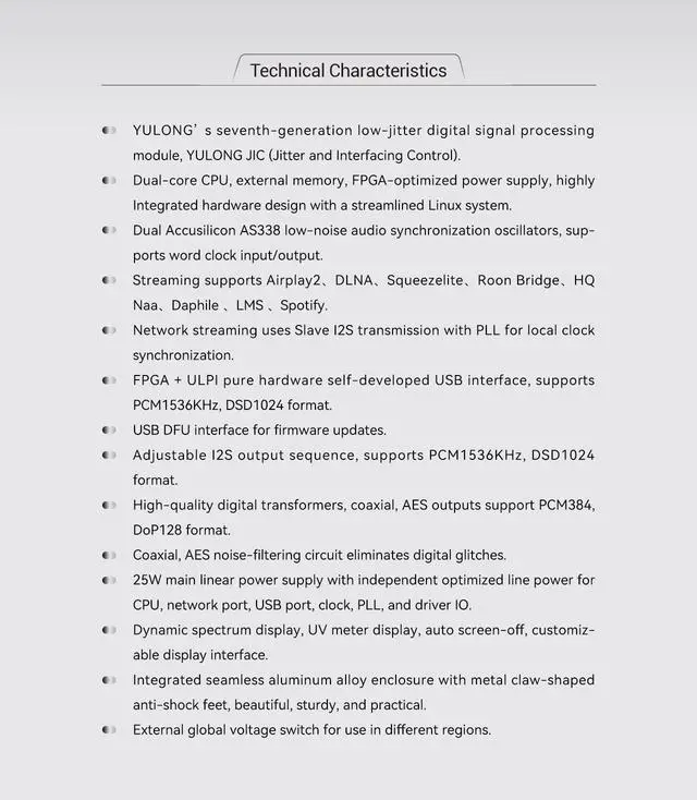 Alt view image 6 of 7 - YULONG DP1 Network Streaming Machine USB Digital Interface HD Music DSD1024 Digital Signal Processing (Silver)