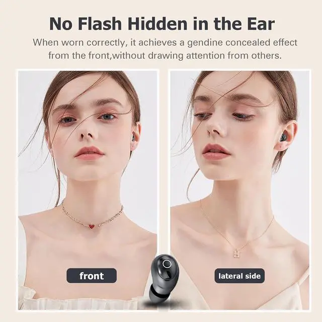 Alt view image 4 of 7 - T10 Mini Invisible Wireless Bluetooth Earbuds for Small Ears, Purple, 5.4 Version, 24Hrs Battery Life, IPX5 Waterproof, Comfortable for Sleeping & Work