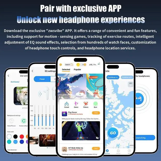 Alt view image 6 of 7 - Smart Earbuds True Wireless Bluetooth 5.4 with Touch Screen Case Motion Sensing TWS Sport Workout Running Gym Earbuds in Ear Headphones Blue Tooth Ear Buds with Locator for iPhones Android