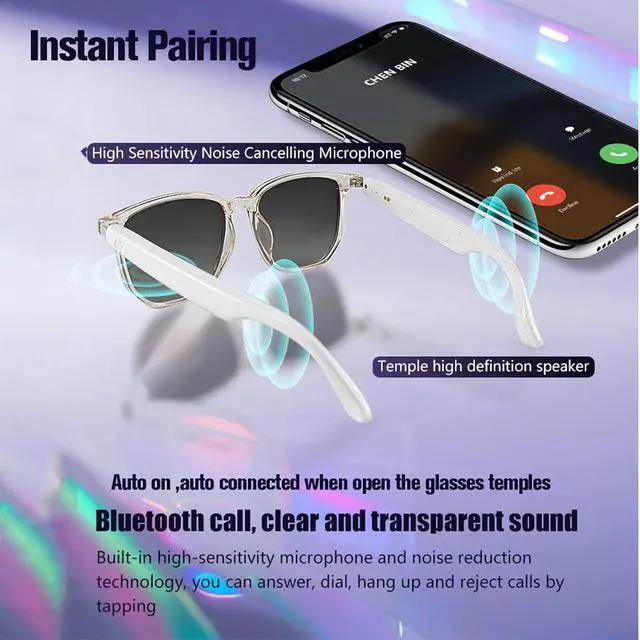 Alt view image 7 of 7 - Smart Glasses For Men Women Wireless Smart Dark Sunglasses With Bluetooth Speakers Audio Glasses Blue Tooth Eyeglasses
