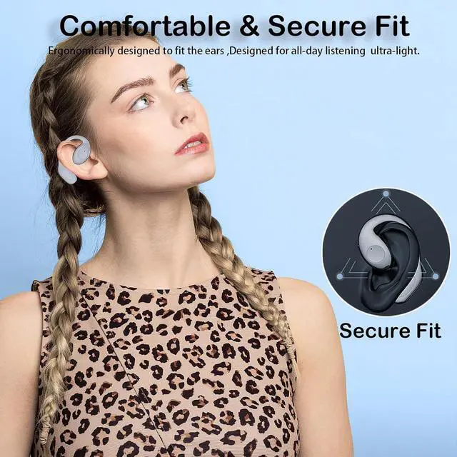 Alt view image 3 of 7 - Open Ear Earbuds Wireless Bluetooth Bone Conduction Headphones Headset with Hook Over The Ear Bone Conducting Induction Headphones Earphones Headset Auriculares De Conduccion Osea