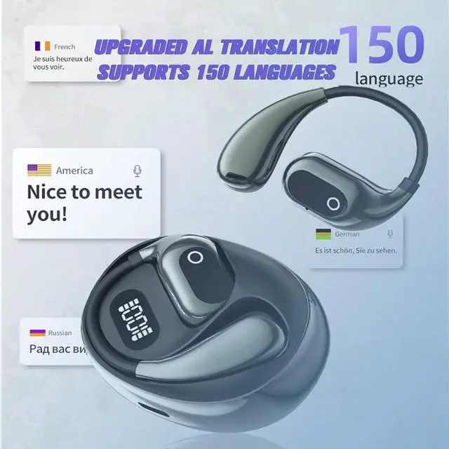 Alt view image 3 of 7 - Translation Earbuds Real Time Language Ai Translator Earbuds Translating Headphones Real Time Ai Headphones Language Translation Earphones Device