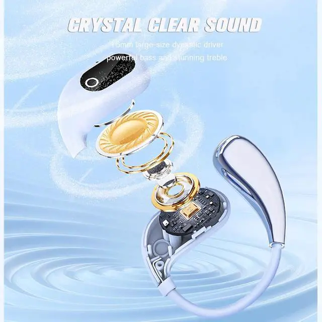 Alt view image 4 of 6 - Over The Ear Open Ear Earbuds Outside Outer Open Ear Headphones Wireless Air Bone Conduction Earbuds Outer Outside Ear Bone Conduction Headphones Out of Ear Over The Ear Buds