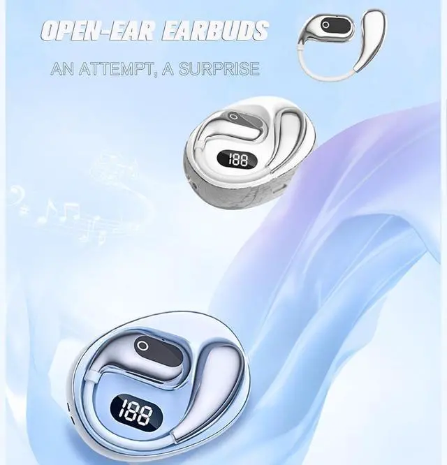 Alt view image 6 of 6 - Over The Ear Open Ear Earbuds Outside Outer Open Ear Headphones Wireless Air Bone Conduction Earbuds Outer Outside Ear Bone Conduction Headphones Out of Ear Over The Ear Buds