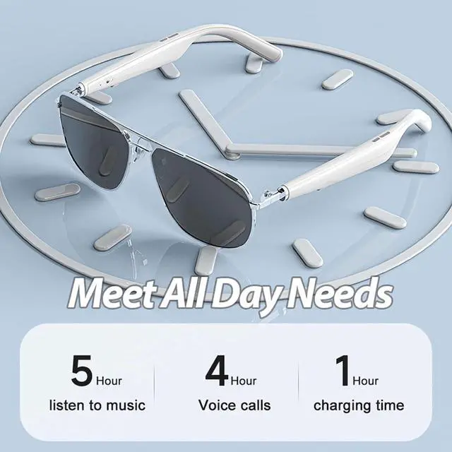 Alt view image 5 of 7 - Smart Bluetooth Sunglasses for Men Women with Speakers Wireless Bluetooth Audio Sunglasses Glasses with Wireless