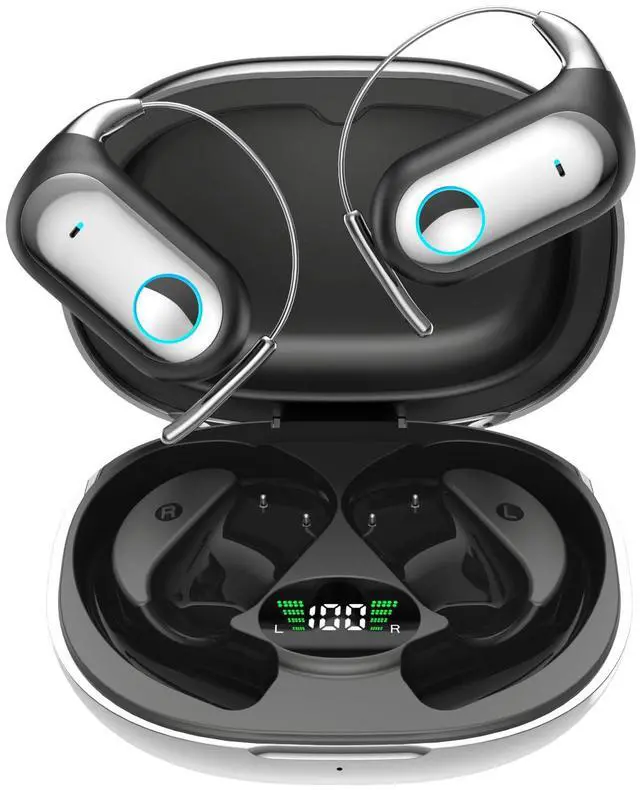 Main image of Wireless Bluetooth Open Ear Earbuds Over The Ear Open Ear Headphones Bone Air Conduction Earbuds that Don't Go in Your Ear with Over Ear Hooks Out of Ear Headphones