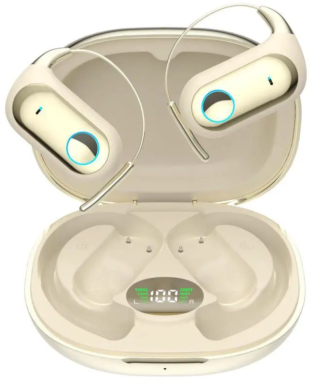 Main image of Wireless Bluetooth Open Ear Earbuds Over The Ear Open Ear Headphones Bone Air Conduction Earbuds that Don't Go in Your Ear with Over Ear Hooks Out of Ear Headphones