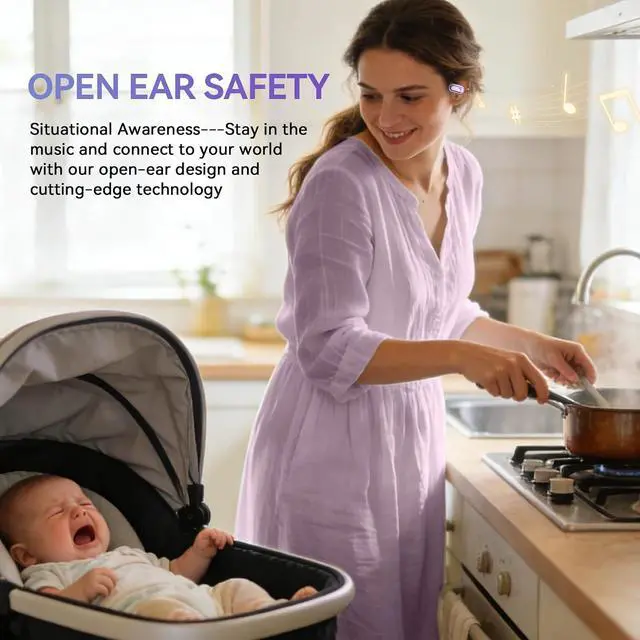 Alt view image 6 of 7 - Wireless Bluetooth Open Ear Earbuds Over The Ear Open Ear Headphones Bone Air Conduction Earbuds that Don't Go in Your Ear with Over Ear Hooks Out of Ear Headphones