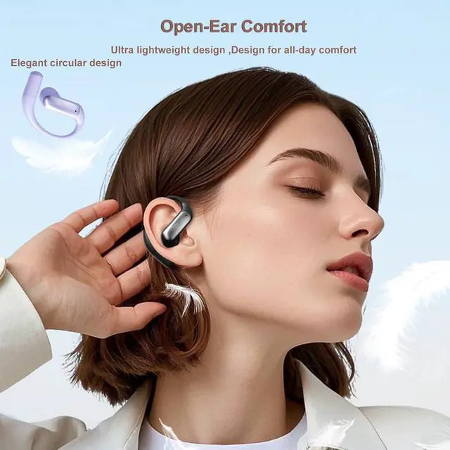 Alt view image 3 of 6 - Out of Ear Wireless Open Ear Earbuds Over The Ear with Ear Hooks Open Ear Headphones Bluetooth Over Ear Earbuds Bone Conduction Headphones Earphones Wireless