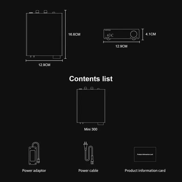 Alt view image 5 of 7 - Topping Mini 300 Compact Desktop Power Amplifier 140W*2 TRS/RCA Input Fully Balanced Amplifier (White)