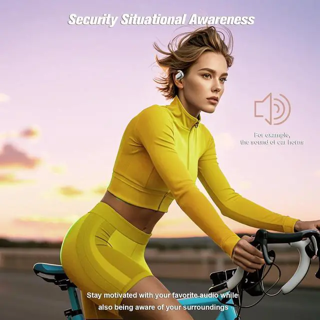 Alt view image 2 of 6 - Out of Ear Open Ear Earbuds Over The Ear Outside Outer Open Ear Headphones Wireless Air Bone Conduction Earbuds Outer Outside Ear Bone Conduction Headphones Out of Ear Over The Ear Buds