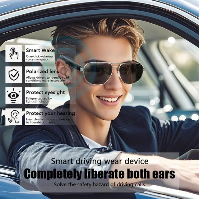 Alt view image 4 of 6 - Smart Bluetooth Sunglasses For Men Women Audio Eyeglasses Bluetooth Glasses With Speakers Open Ear Headphones
