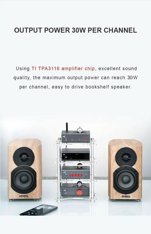 Alt view image 4 of 7 - XDUOO MT 605 Power Amplifier 12AU7 Tube& Digital Amplifier TI TAP3116 Amp Chip Output Power 30W Per Channel