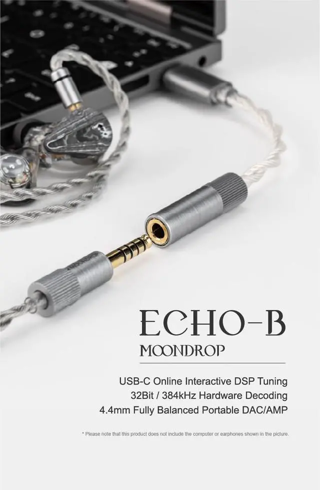 Alt view image 7 of 7 - Moondrop Echo B 32Bit/384kHz Portable USB Type C to Headphone DAC/AMP with 4.4mm Full Balanced Jack Adapter