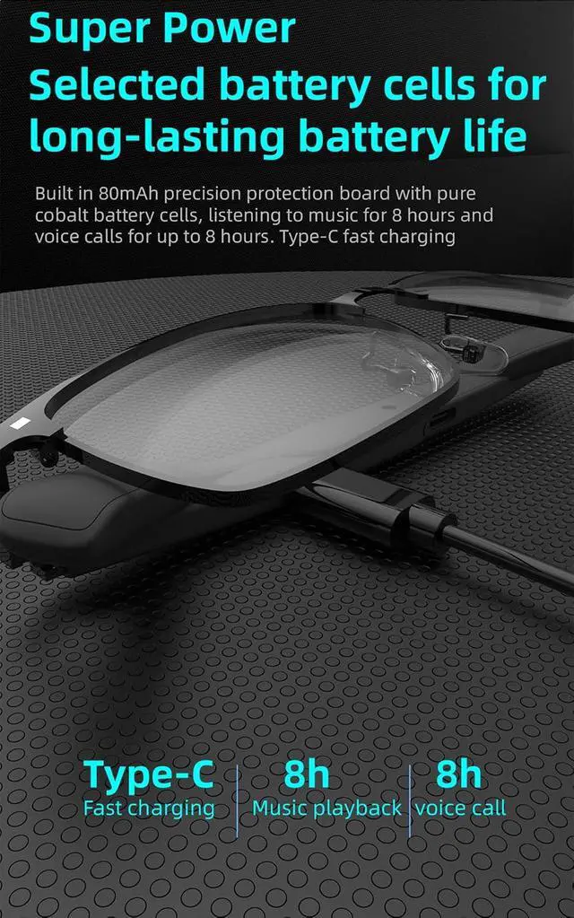 Alt view image 7 of 7 - Smart Bluetooth Glasses For Men With Sunglasses lenses Audio Speaker Eyeglasses Smart Bluetooth sunglasses For Men Glass blue tooth Glasses With Speakers