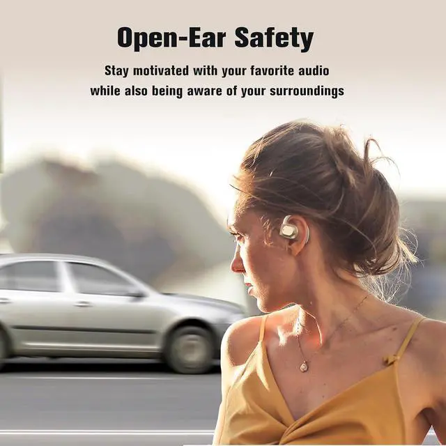 Alt view image 3 of 6 - Open Ear Out of Ear Headphones Outside Ear Wireless Earless Headphones Bluetooth Bone Air Conduction Earbuds Open Ear Hanging Bluetooth Headset Over The Ear Open Ear Buds Black