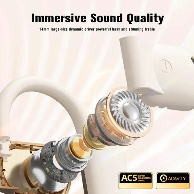 Alt view image 4 of 6 - Open Ear Out of Ear Headphones Outside Ear Wireless Earless Headphones Bluetooth Bone Air Conduction Earbuds Open Ear Hanging Bluetooth Headset Over The Ear Open Ear Buds Black