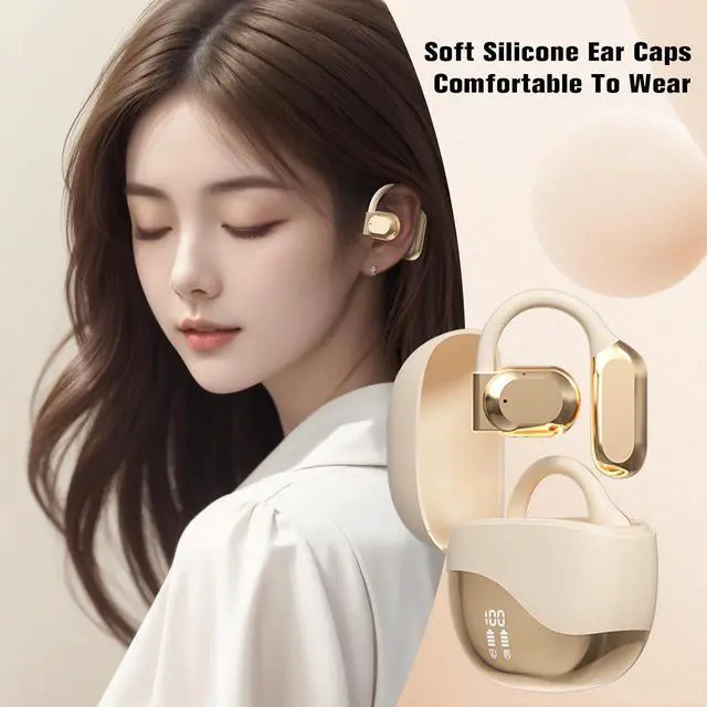 Alt view image 5 of 6 - Open Ear Out of Ear Headphones Outside Ear Wireless Earless Headphones Bluetooth Bone Air Conduction Earbuds Open Ear Hanging Bluetooth Headset Over The Ear Open Ear Buds Black