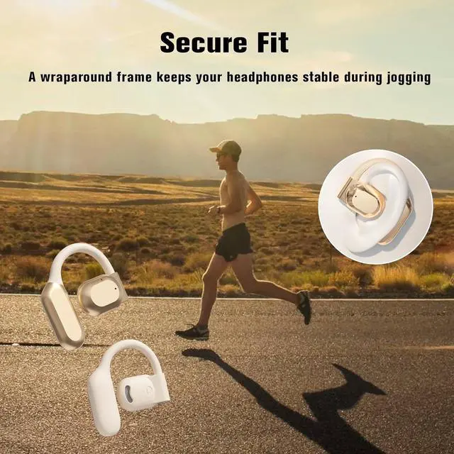 Alt view image 6 of 6 - Open Ear Out of Ear Headphones Outside Ear Wireless Earless Headphones Bluetooth Bone Air Conduction Earbuds Open Ear Hanging Bluetooth Headset Over The Ear Open Ear Buds Black