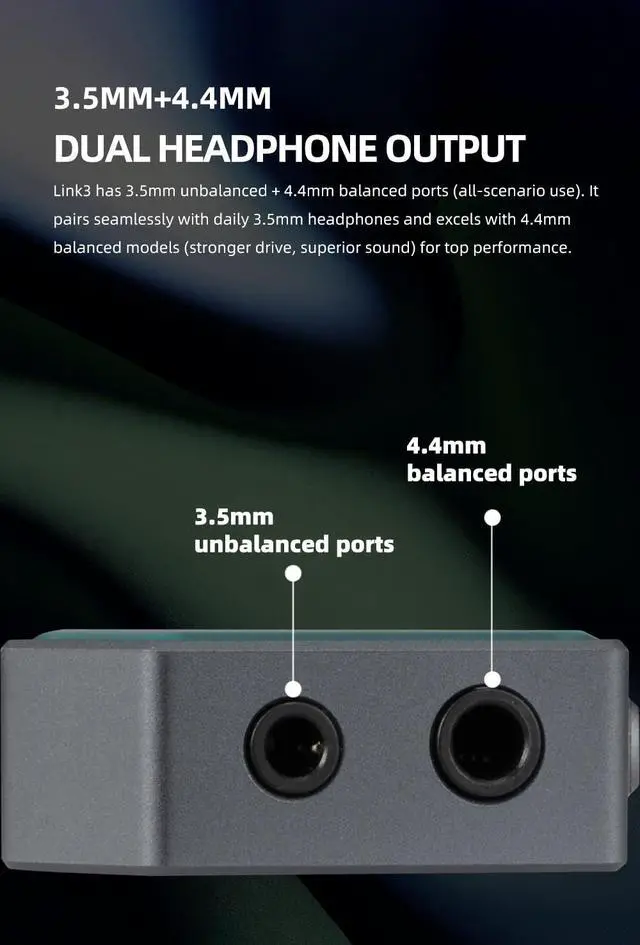 Alt view image 7 of 7 - Fanmusic XDUOO LINK3 USB DAC and Headphone Amplifier ES9039Q2M*2 Decoder 3.5+4.4 Headphone Output