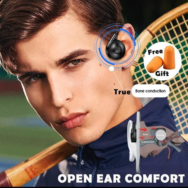 Alt view image 2 of 7 - Wireless Over Open Ear Earbuds Workout Bone Conduction Headphones Head Set Wireless Bluetooth Bone Conduction Headset Earbuds Induction Earphones Bone Conducting Open Ear Headphones Outer Ear