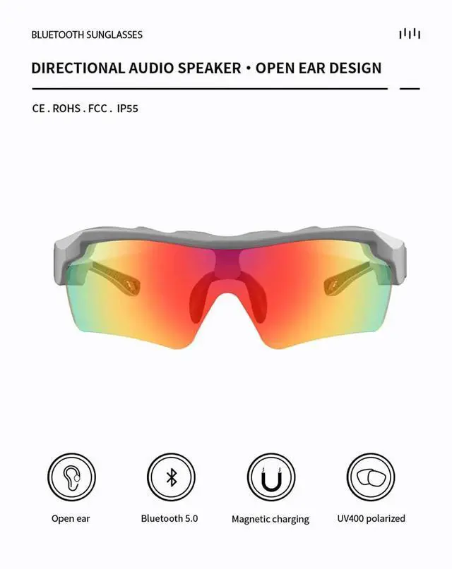 Alt view image 3 of 6 - Music Polarized Sports Smart Bluetooth Sunglasses For Men Women Sport Bluetooth Sunglasses With Speakers Audio Glasses