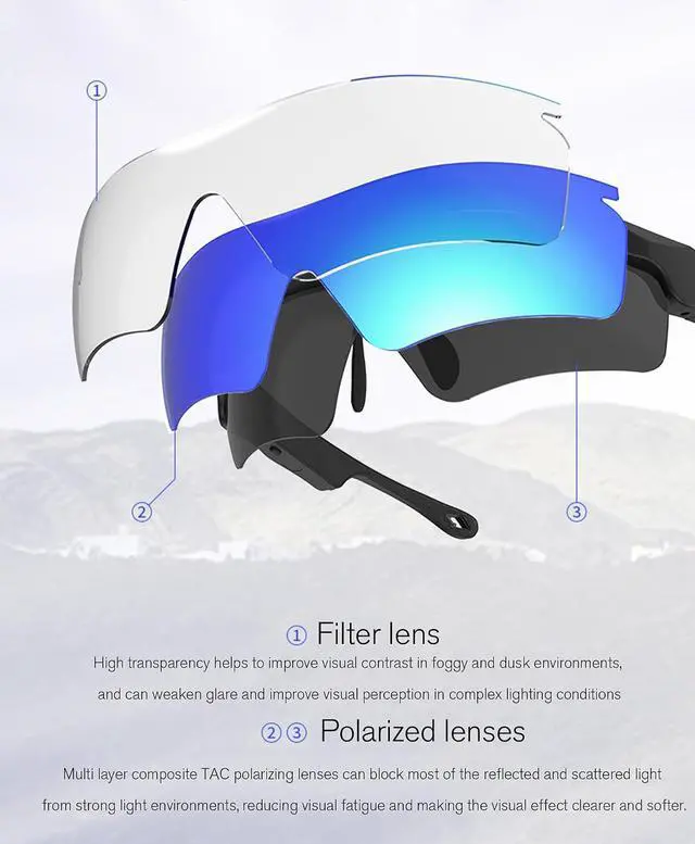 Alt view image 5 of 6 - Music Polarized Sports Smart Bluetooth Sunglasses For Men Women Sport Bluetooth Sunglasses With Speakers Audio Glasses
